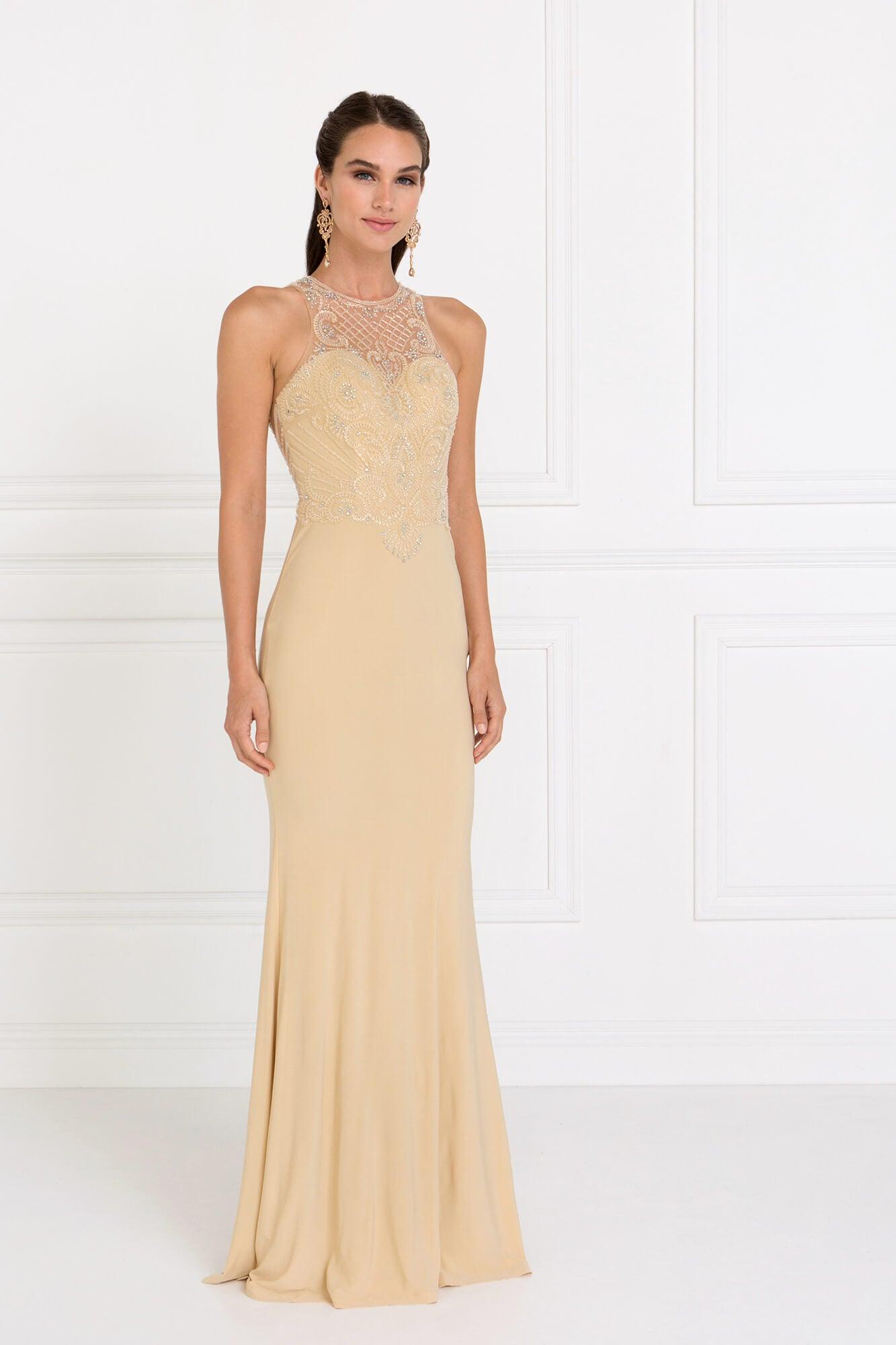 Long Formal Mermaid Fit Evening Prom Dress - The Dress Outlet Elizabeth K
