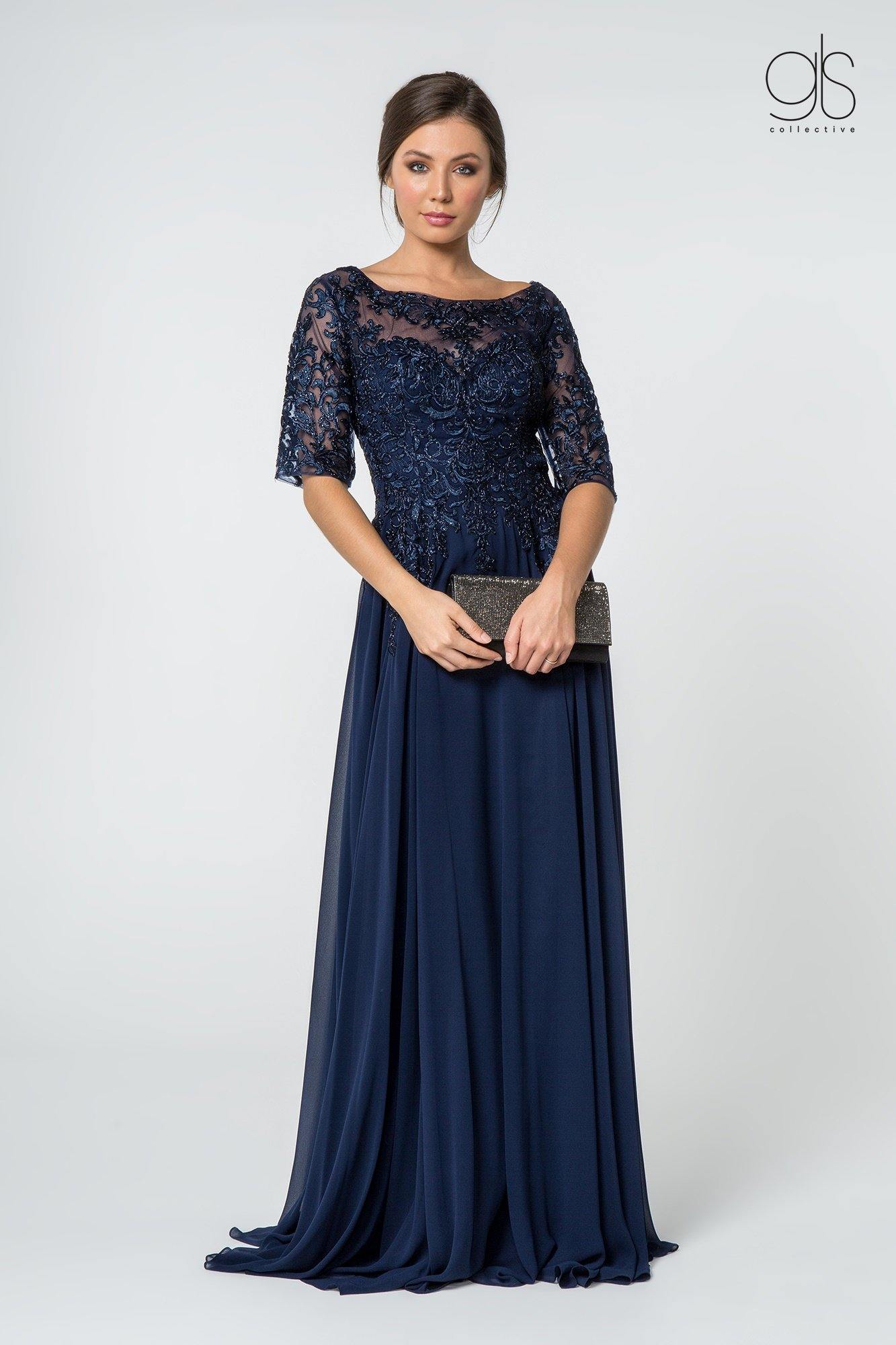 Long Formal Mother of the Bride Chiffon Dress - The Dress Outlet Elizabeth K