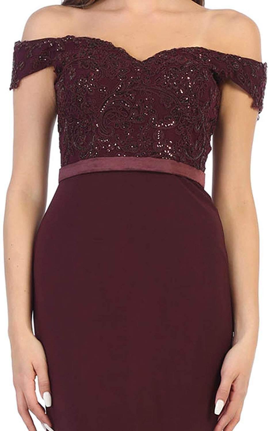Long Formal Off Shoulder Evening Prom Dress - The Dress Outlet May Queen