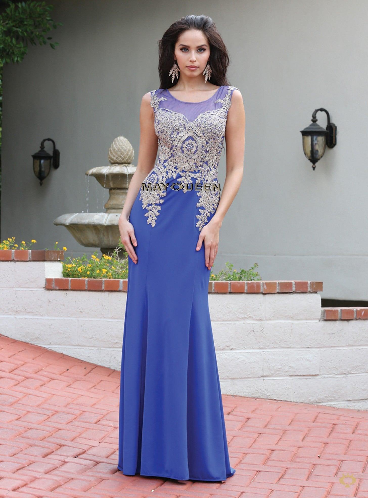 Long Formal Plus Size Beaded Prom Dress - The Dress Outlet May Queen