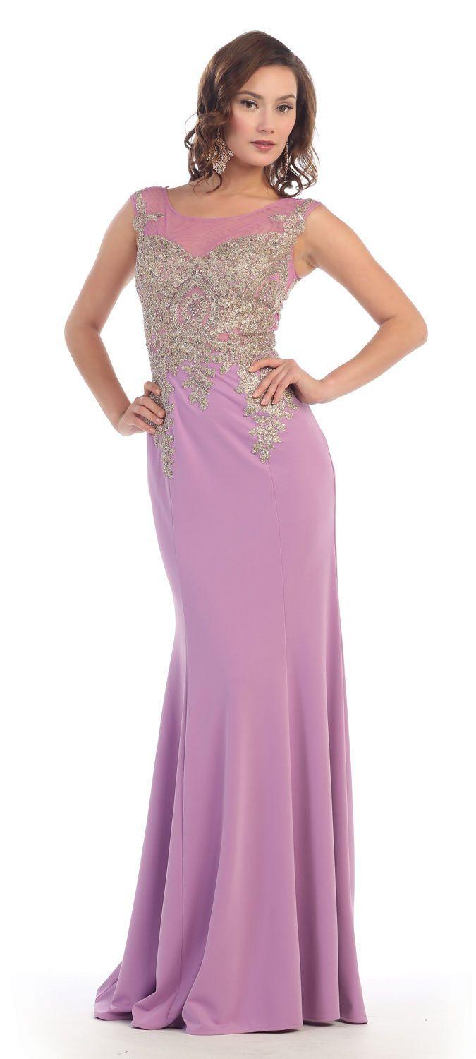 Long Formal Plus Size Beaded Prom Dress - The Dress Outlet May Queen