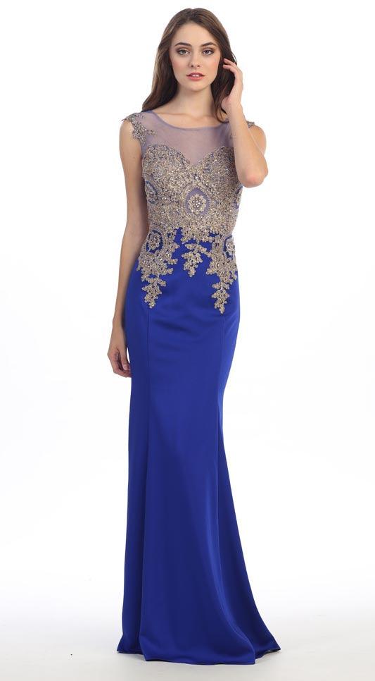 Long Formal Plus Size Beaded Prom Dress - The Dress Outlet May Queen