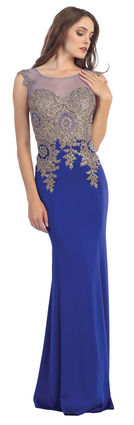 Long Formal Plus Size Beaded Prom Dress - The Dress Outlet May Queen