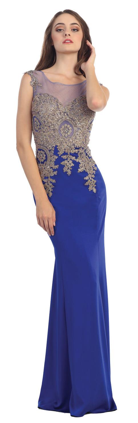 Long Formal Plus Size Beaded Prom Dress - The Dress Outlet May Queen