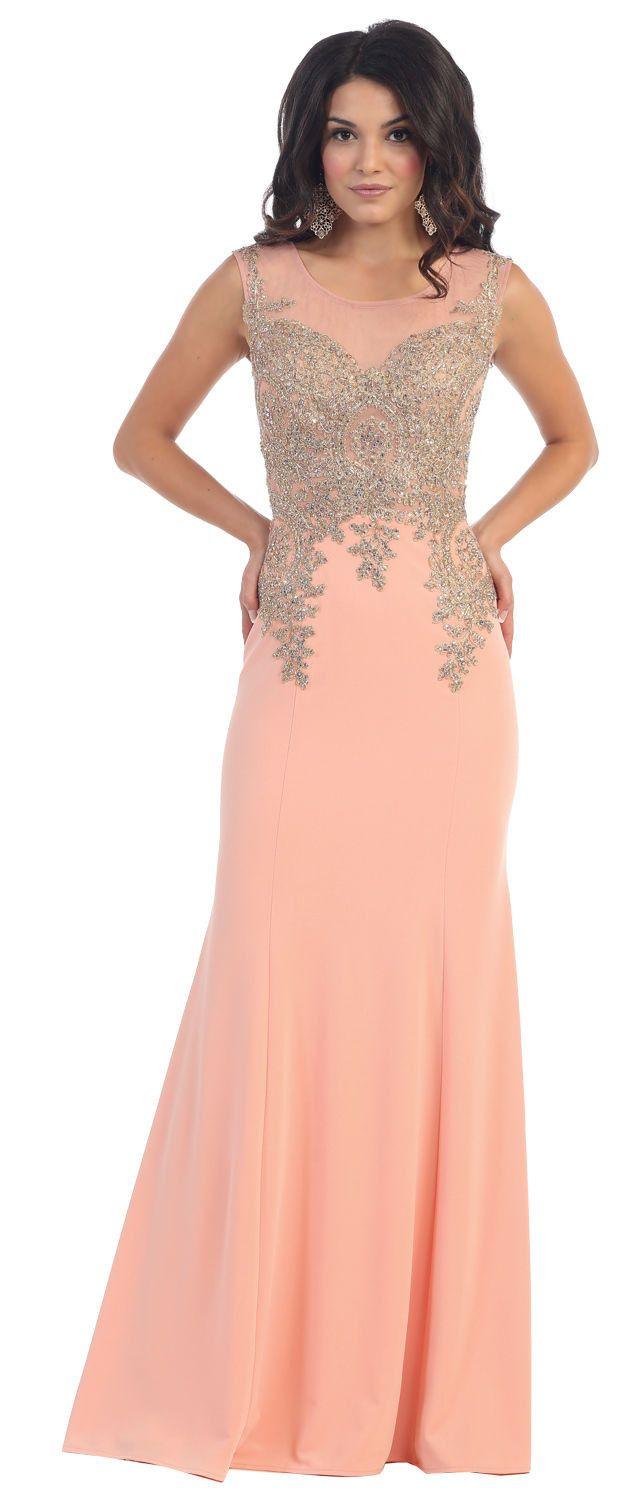 Long Formal Plus Size Beaded Prom Dress - The Dress Outlet May Queen