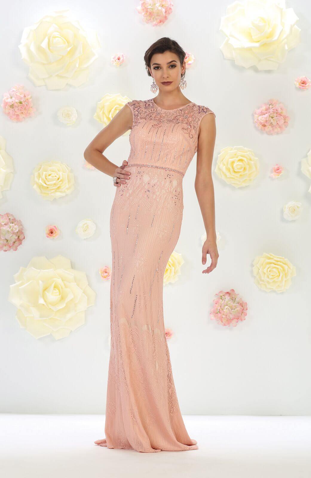 Long Formal Plus Size Mother of the Bride Lace Dress - The Dress Outlet May Queen
