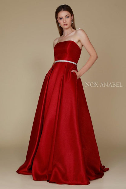 Long Formal Prom Dress Evening Gown with Pockets - The Dress Outlet Nox Anabel