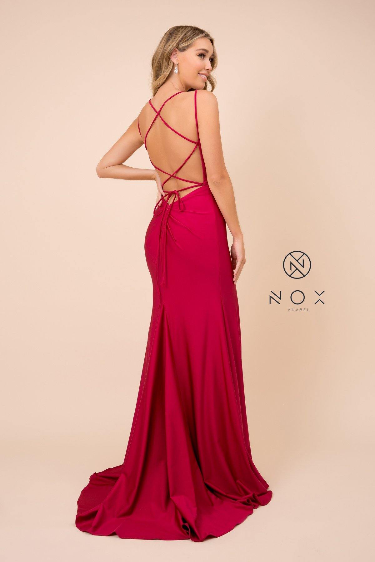 Long Formal Prom Fitted Evening Dress - The Dress Outlet Nox Anabel