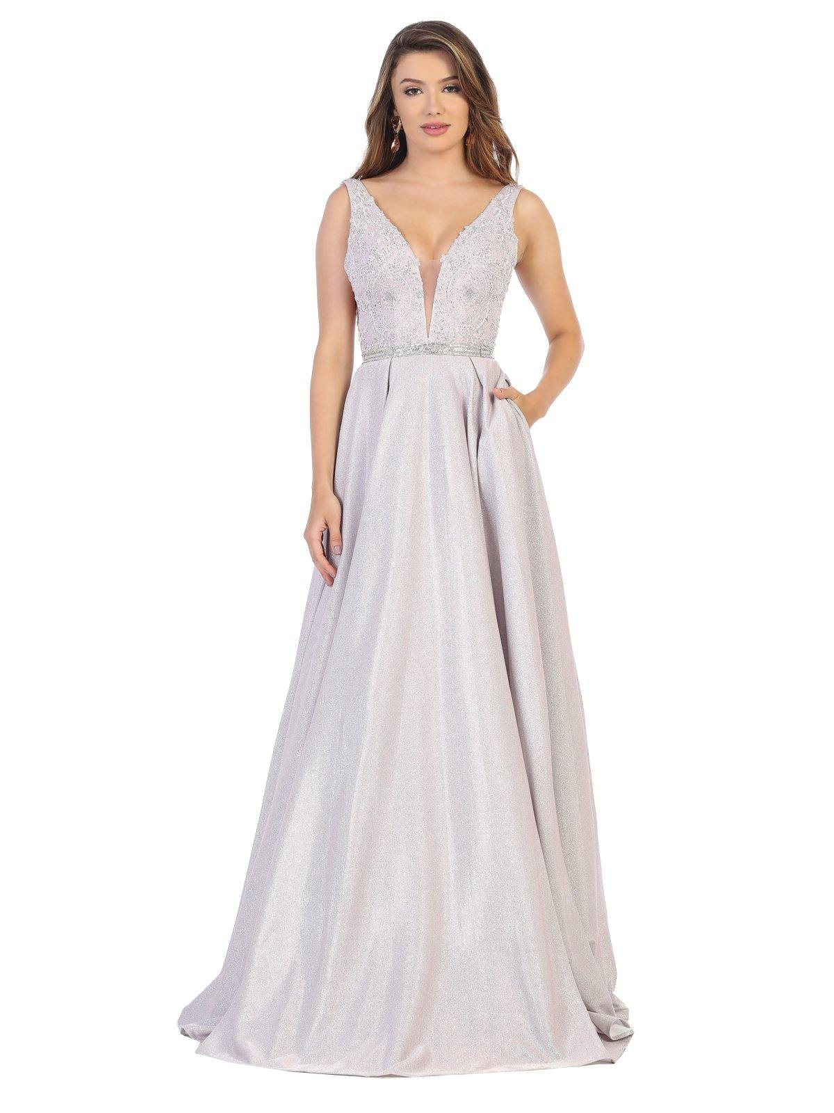 Long Formal Sleeveless Evening Prom Dress with Pockets - The Dress Outlet May Queen