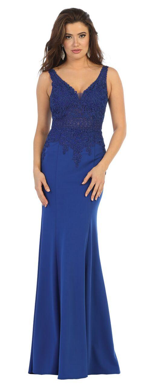 Long Formal Sleeveless Lace Bodice EveningProm Dress - The Dress Outlet May Queen