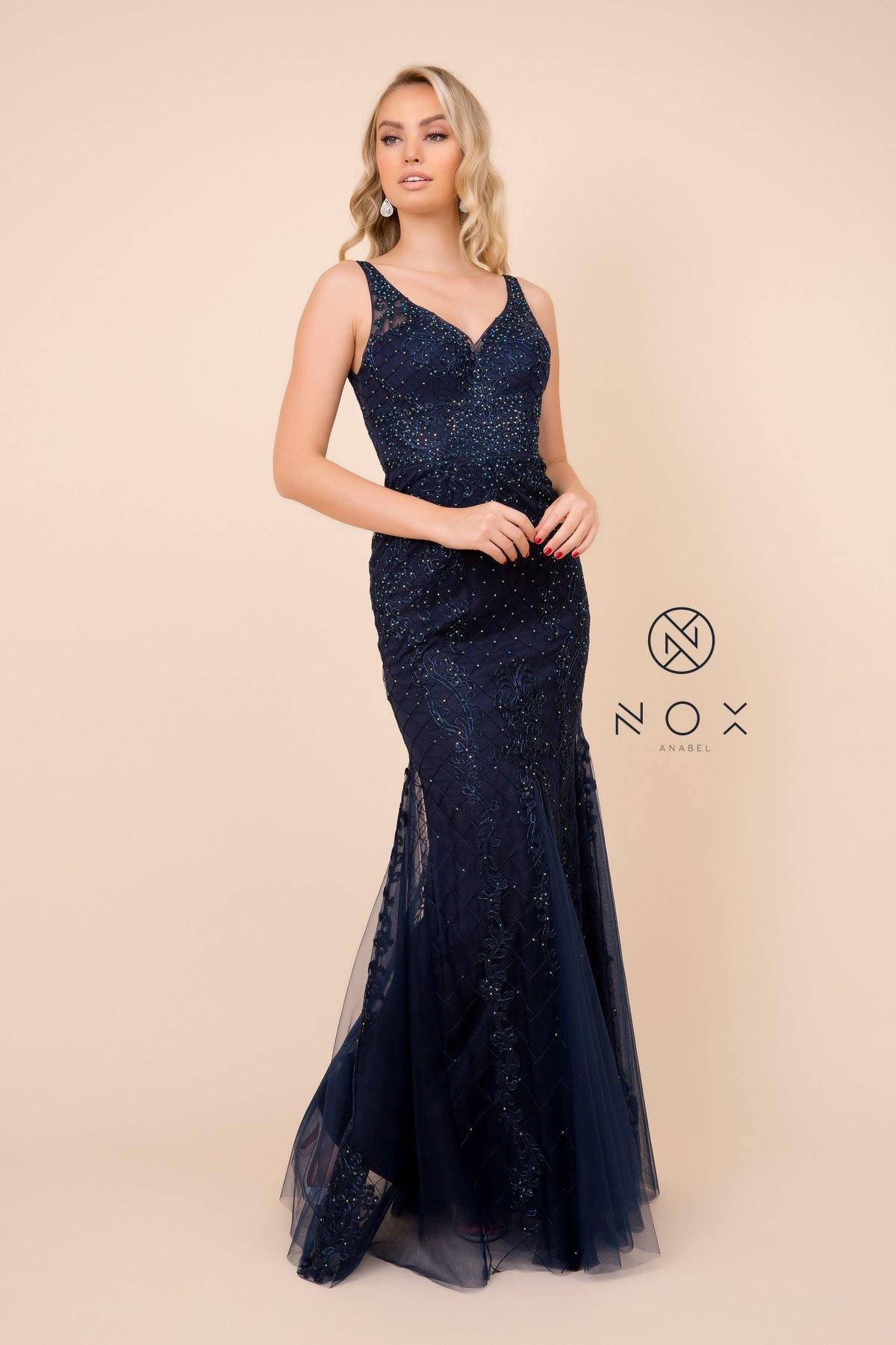 Long Formal Sleeveless Mermaid Prom Dress Navyl