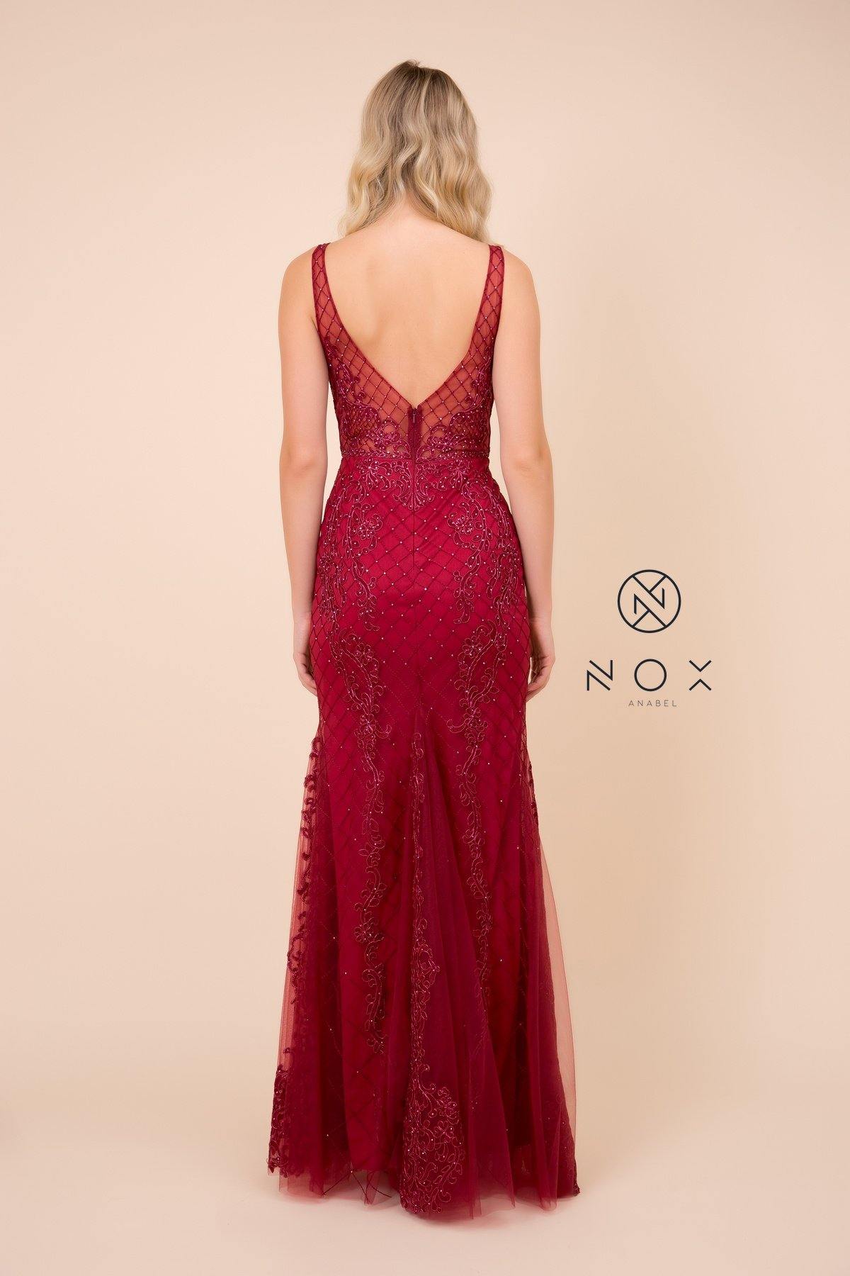 Long Formal Sleeveless Mermaid Prom Dress Burgundy