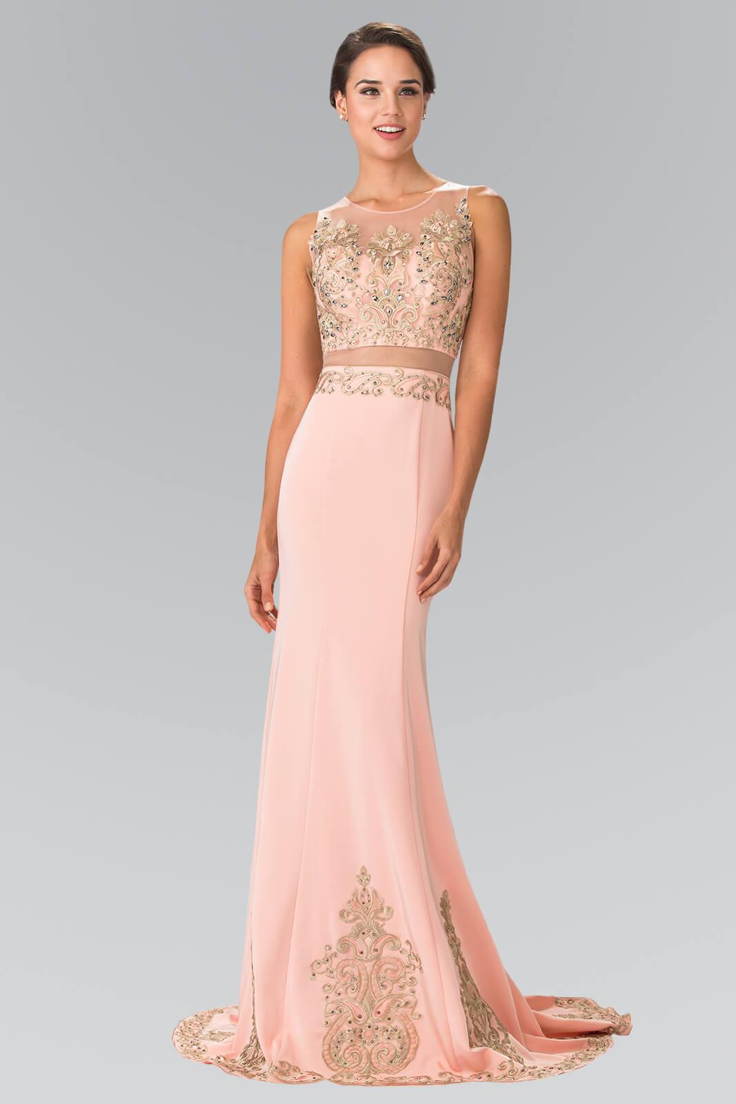 Long Formal Sleeveless Mock Two Piece Prom Dress - The Dress Outlet Elizabeth K