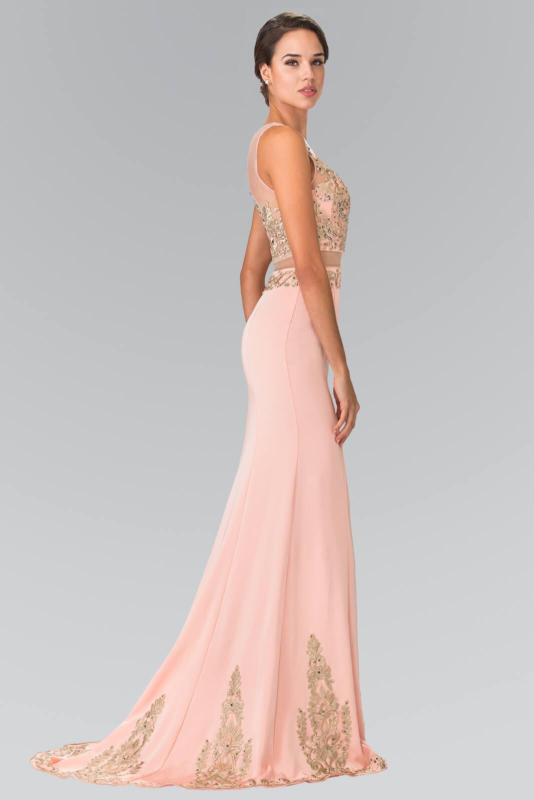 Long Formal Sleeveless Mock Two Piece Prom Dress - The Dress Outlet Elizabeth K