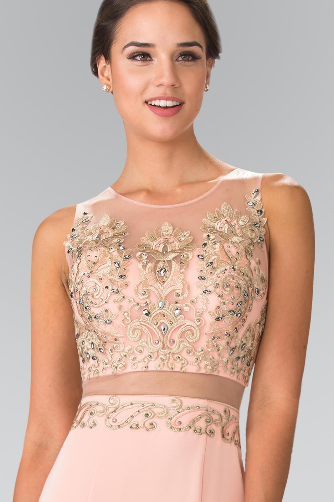 Long Formal Sleeveless Mock Two Piece Prom Dress - The Dress Outlet Elizabeth K