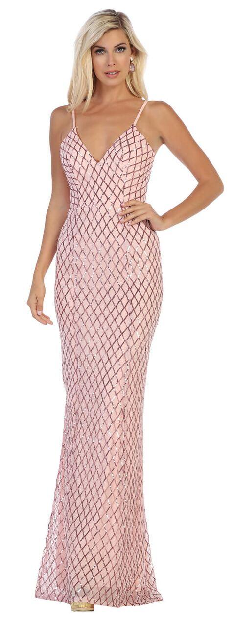 Long Fully Beaded Strap Prom Dress - The Dress Outlet May Queen