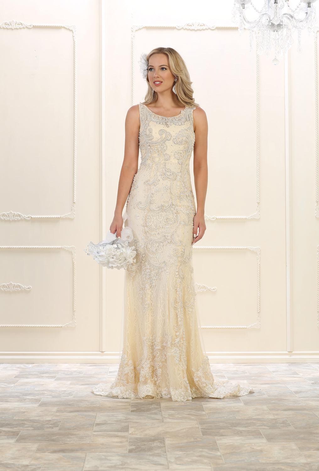 Long Fully Lace Plus Size Gown Prom Dress Formal - The Dress Outlet May Queen