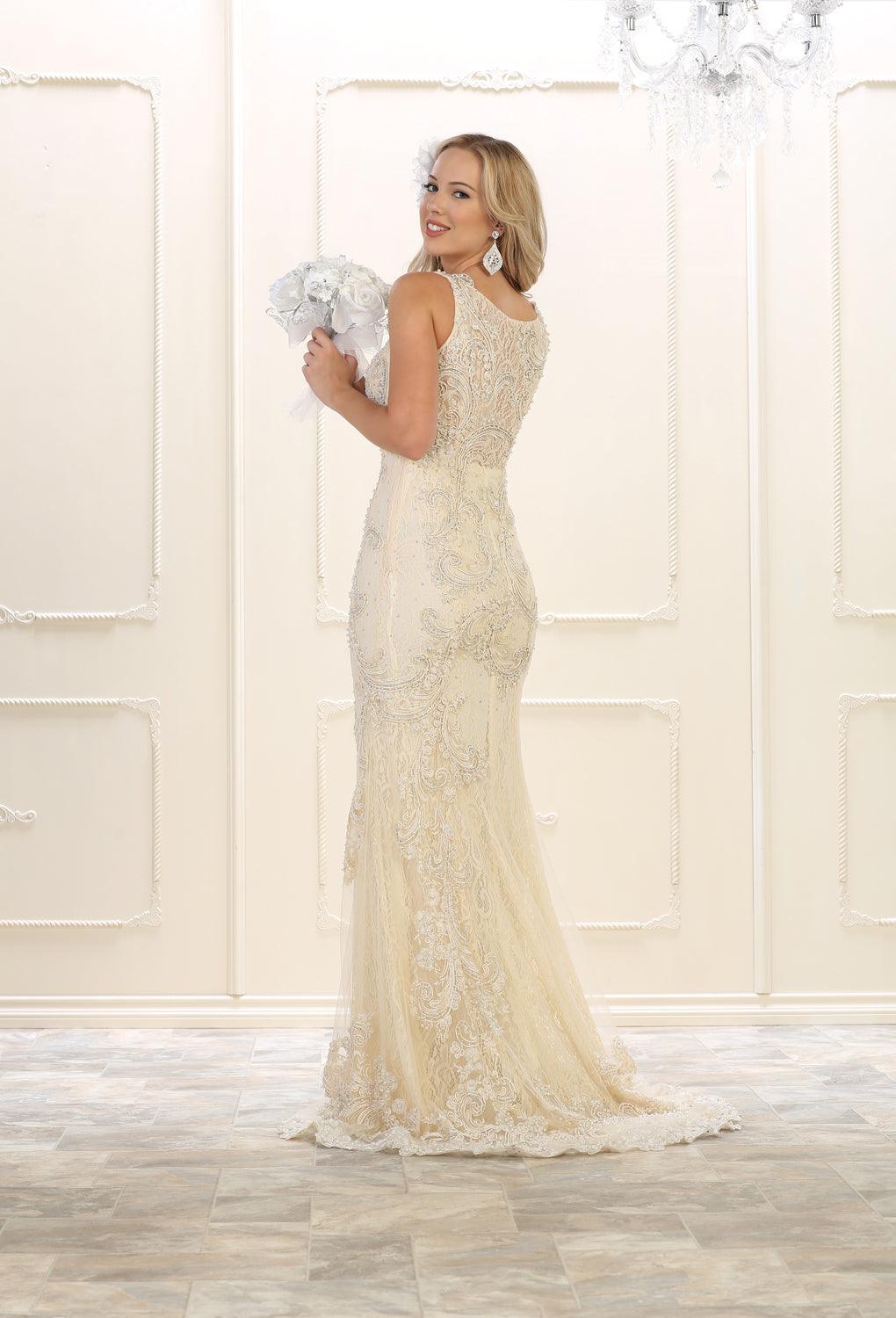 Long Fully Lace Plus Size Gown Prom Dress Formal - The Dress Outlet May Queen