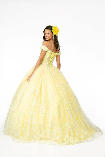 Long Glitter Mesh Quinceanera Dress - The Dress Outlet Elizabeth K