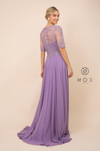 Long Gown With Embellished Bodice Formal Dress - The Dress Outlet Nox Anabel
