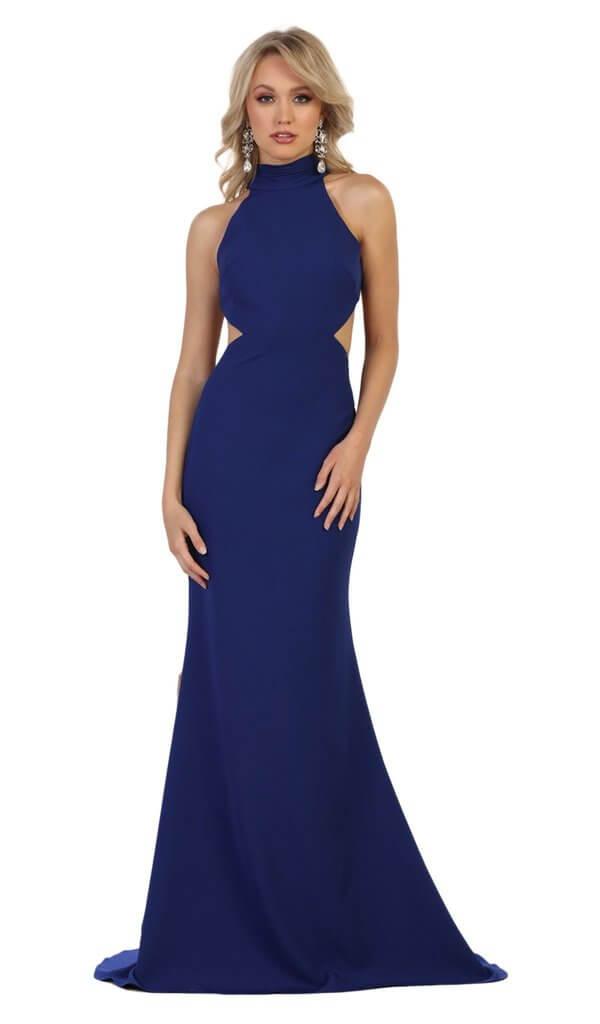 Long Halter Formal Prom Dress Evening Gown - The Dress Outlet May Queen