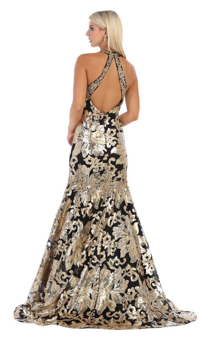 Long Halter Prom Dress Formal Mermaid Gown - The Dress Outlet May Queen