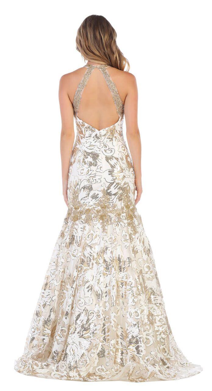 Long Halter Prom Dress Formal Mermaid Gown - The Dress Outlet May Queen