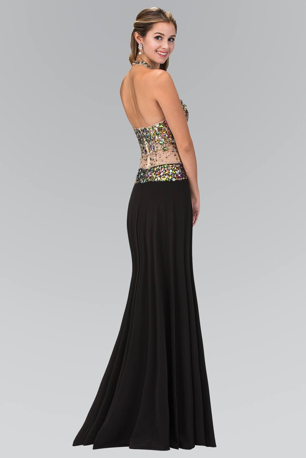 Long Halter Prom Formal Dress with Side Slit - The Dress Outlet Elizabeth K