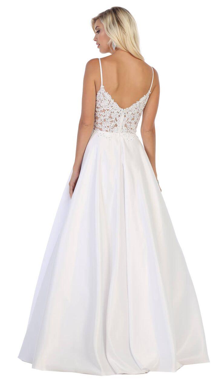 Long Lace A Line Formal Gown Prom Dress - The Dress Outlet May Queen