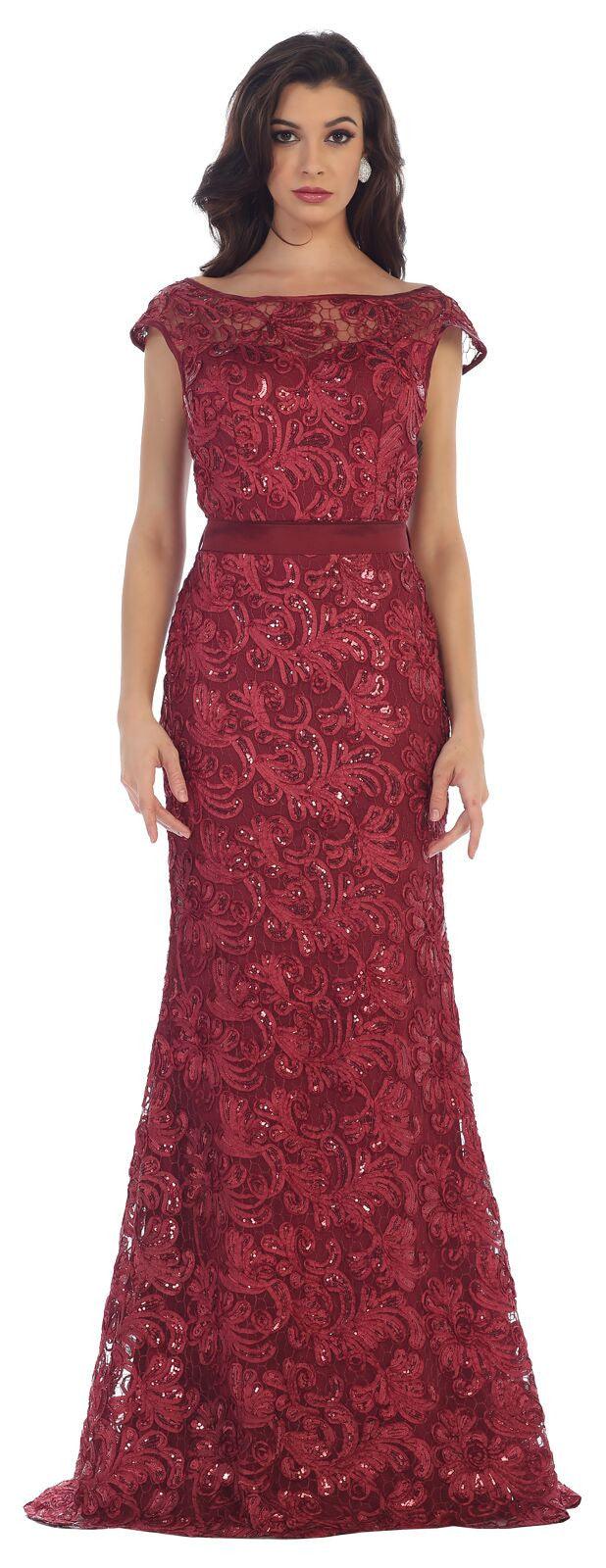 Long Lace Formal Mother of the Bride Dress - The Dress Outlet May Queen