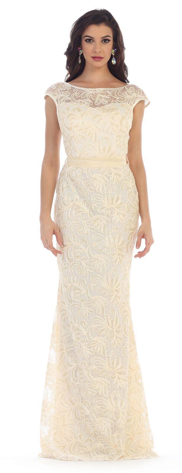 Long Lace Formal Mother of the Bride Dress - The Dress Outlet May Queen