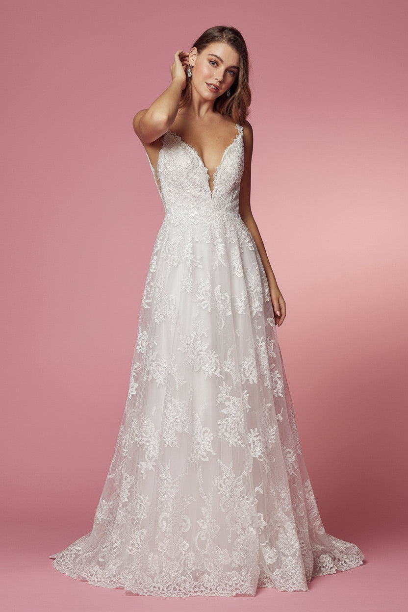 Long Lace Wedding Dress - The Dress Outlet