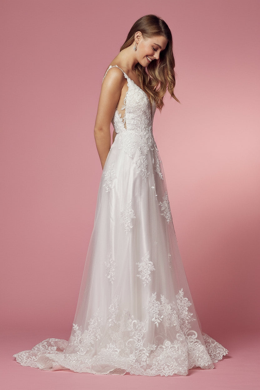 Long Lace Wedding Dress - The Dress Outlet