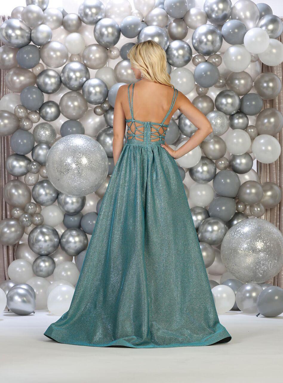 Long Metallic Ball Gown Prom Dress - The Dress Outlet May Queen