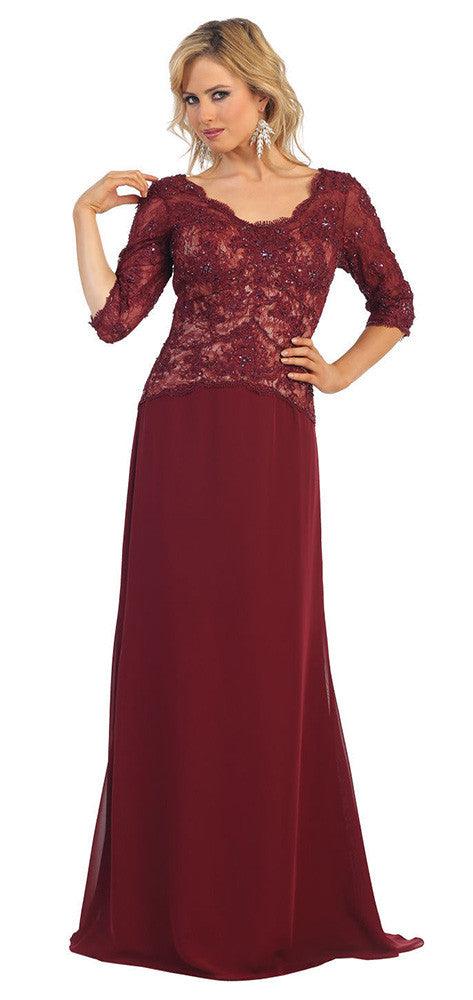 Long Mother of the Bride Dress Plus Size Formal - The Dress Outlet May Queen