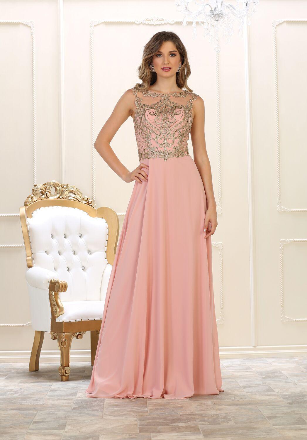 Long Mother of the Bride Dress Plus Size Formal Evening Gown - The Dress Outlet May Queen