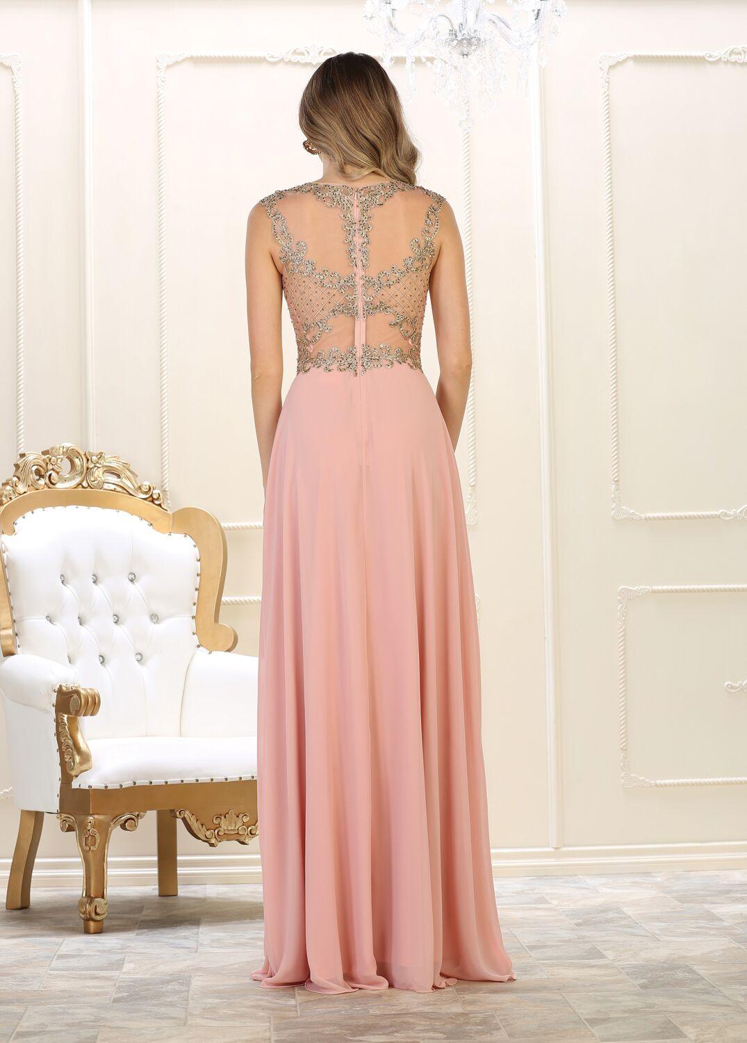 Long Mother of the Bride Dress Plus Size Formal Evening Gown - The Dress Outlet May Queen