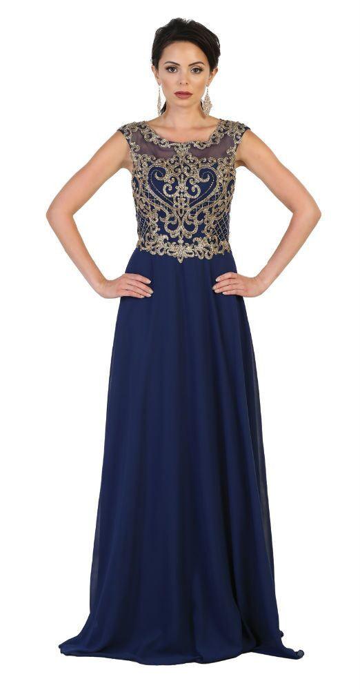 Long Mother of the Bride Dress Plus Size Formal Evening Gown - The Dress Outlet May Queen