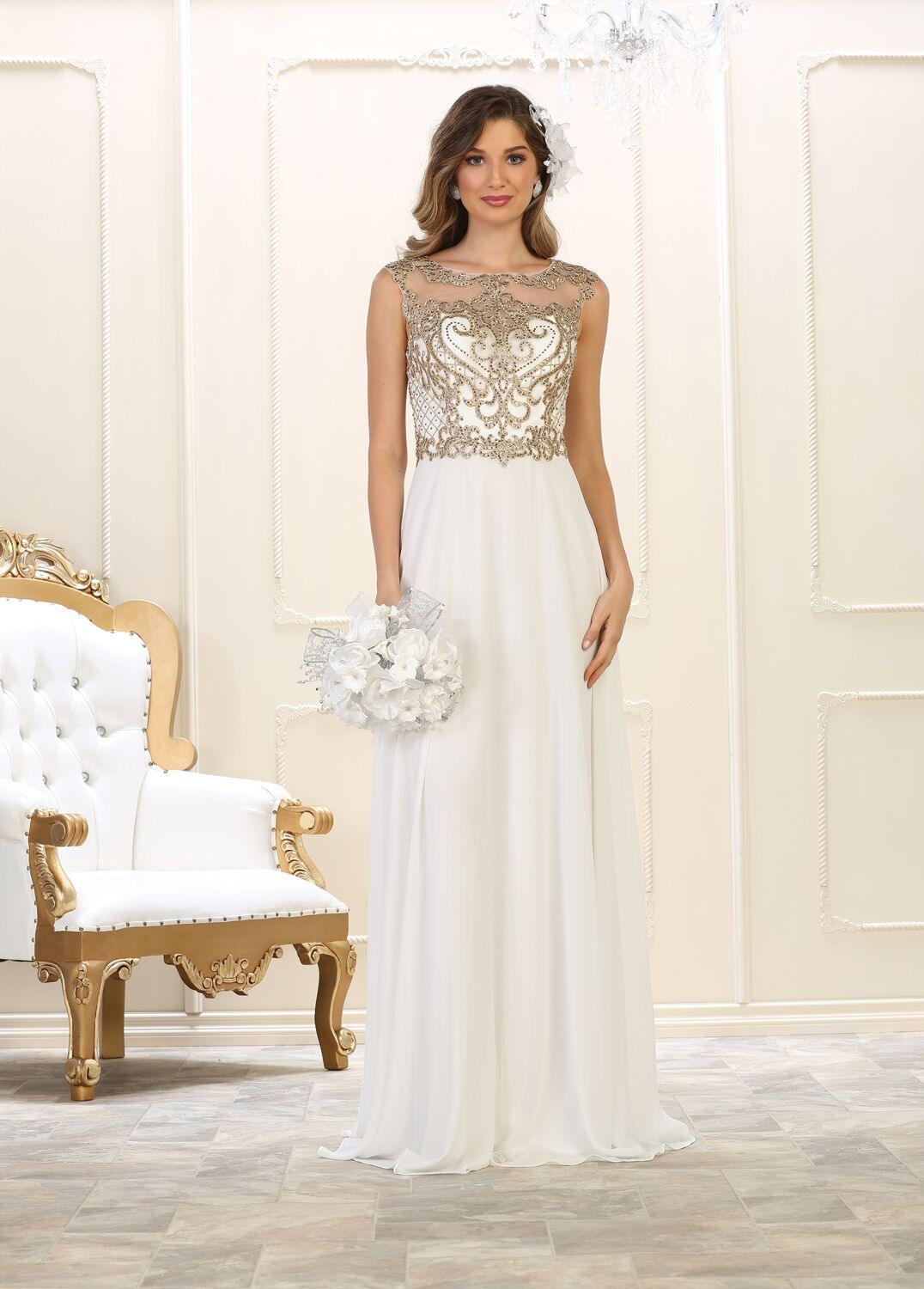 Long Mother of the Bride Dress Plus Size Formal Evening Gown - The Dress Outlet May Queen