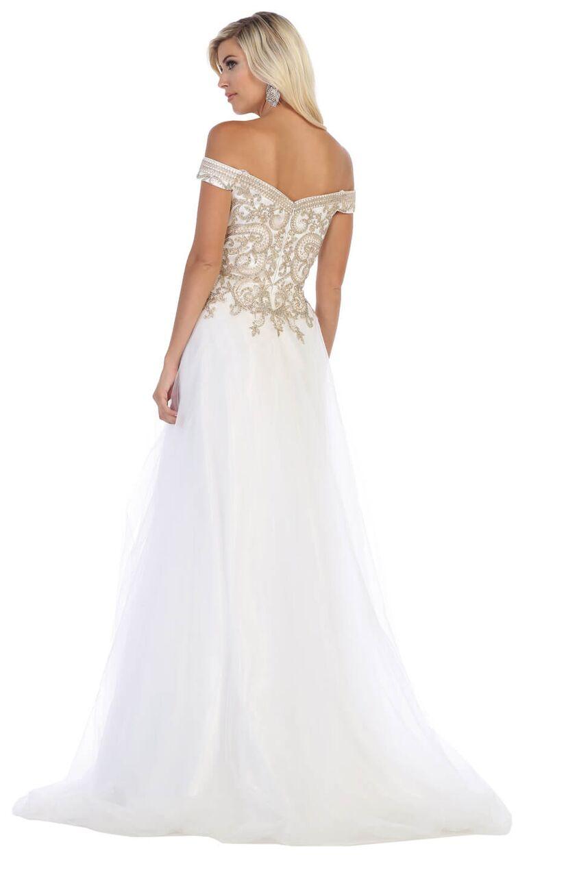 Long Off Shoulder Ball Gown Prom Dress - The Dress Outlet May Queen