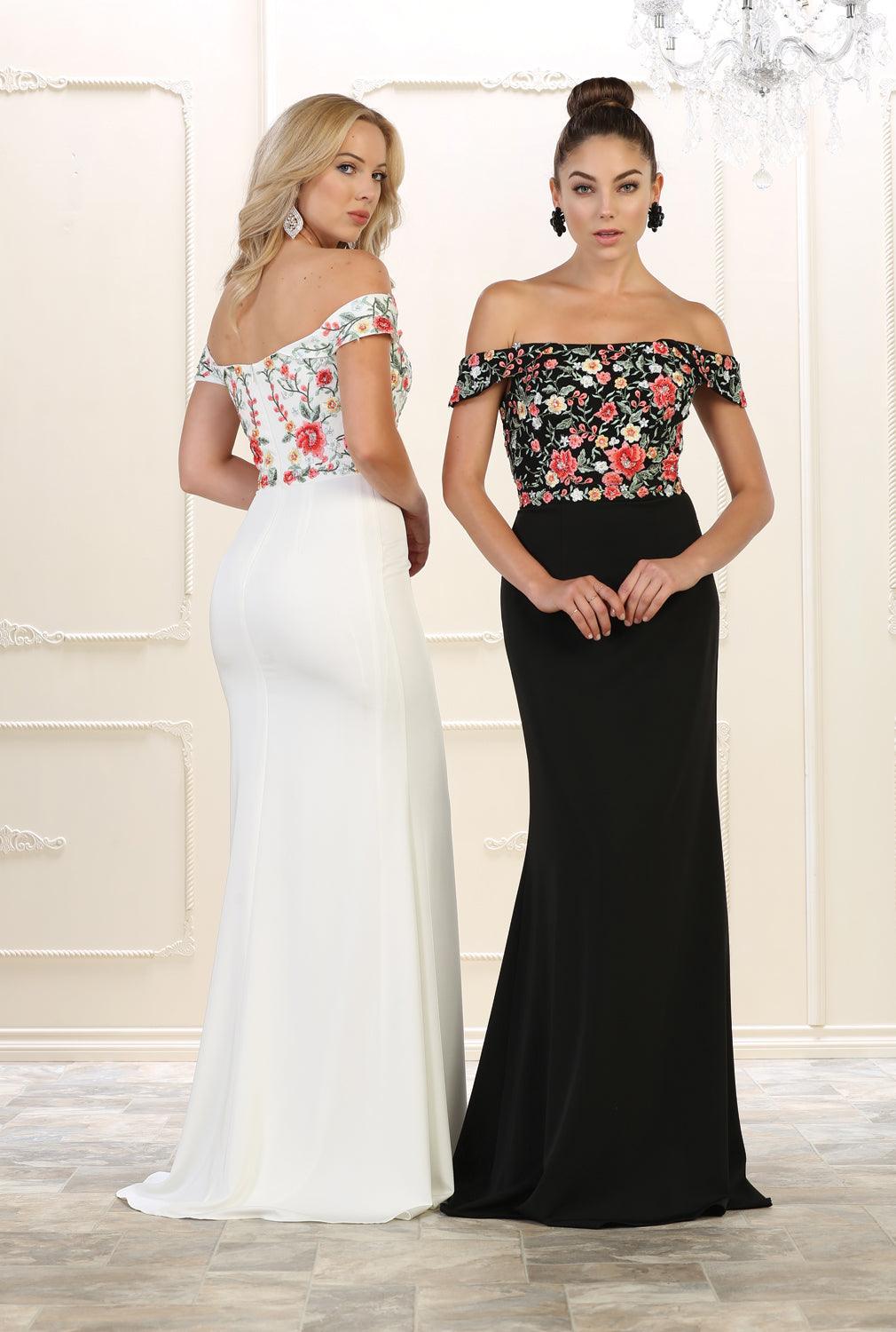 Long Off Shoulder Formal Dress Prom Evening Gown - The Dress Outlet May Queen