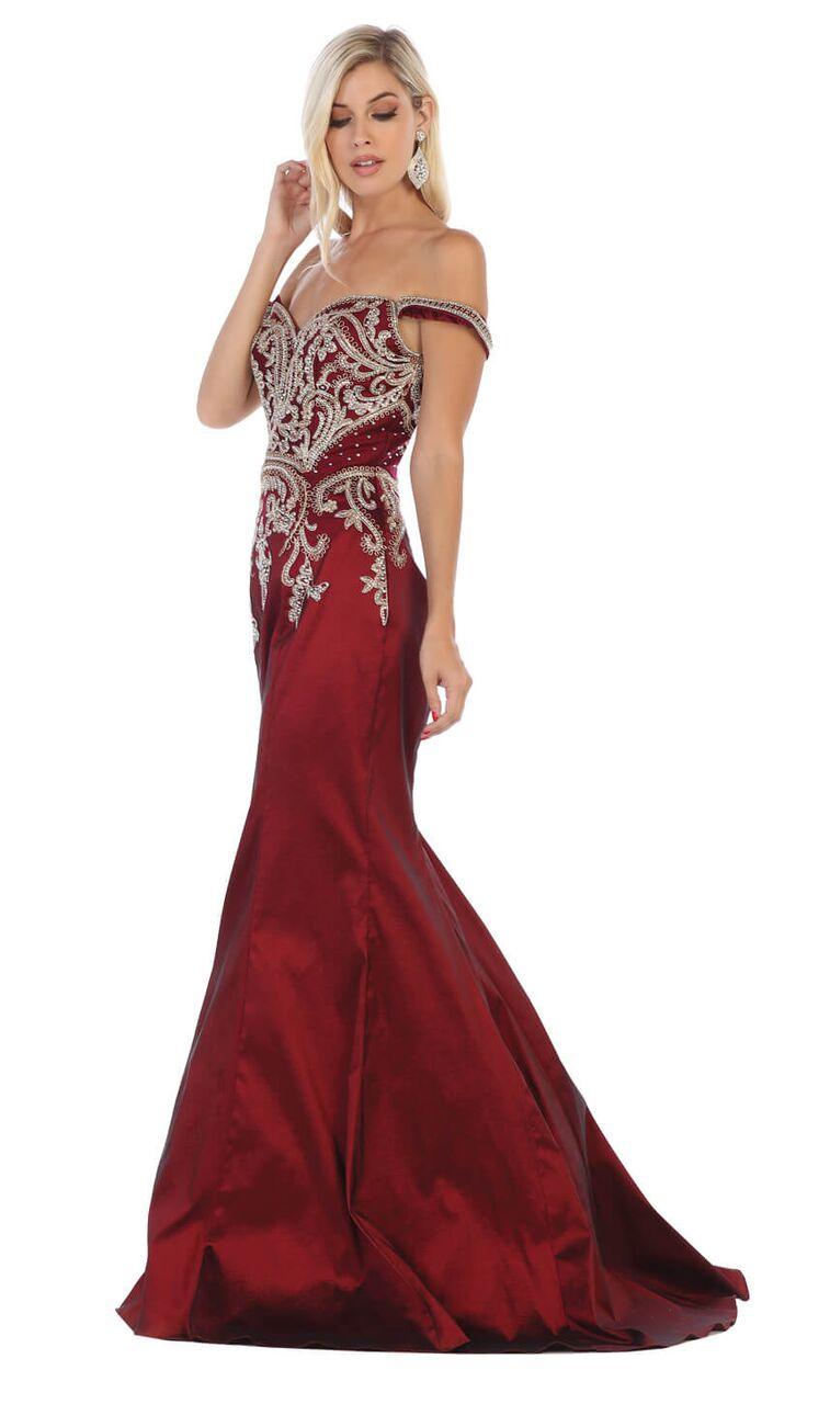 Long Off Shoulder Mermaid Prom Dress - The Dress Outlet May Queen