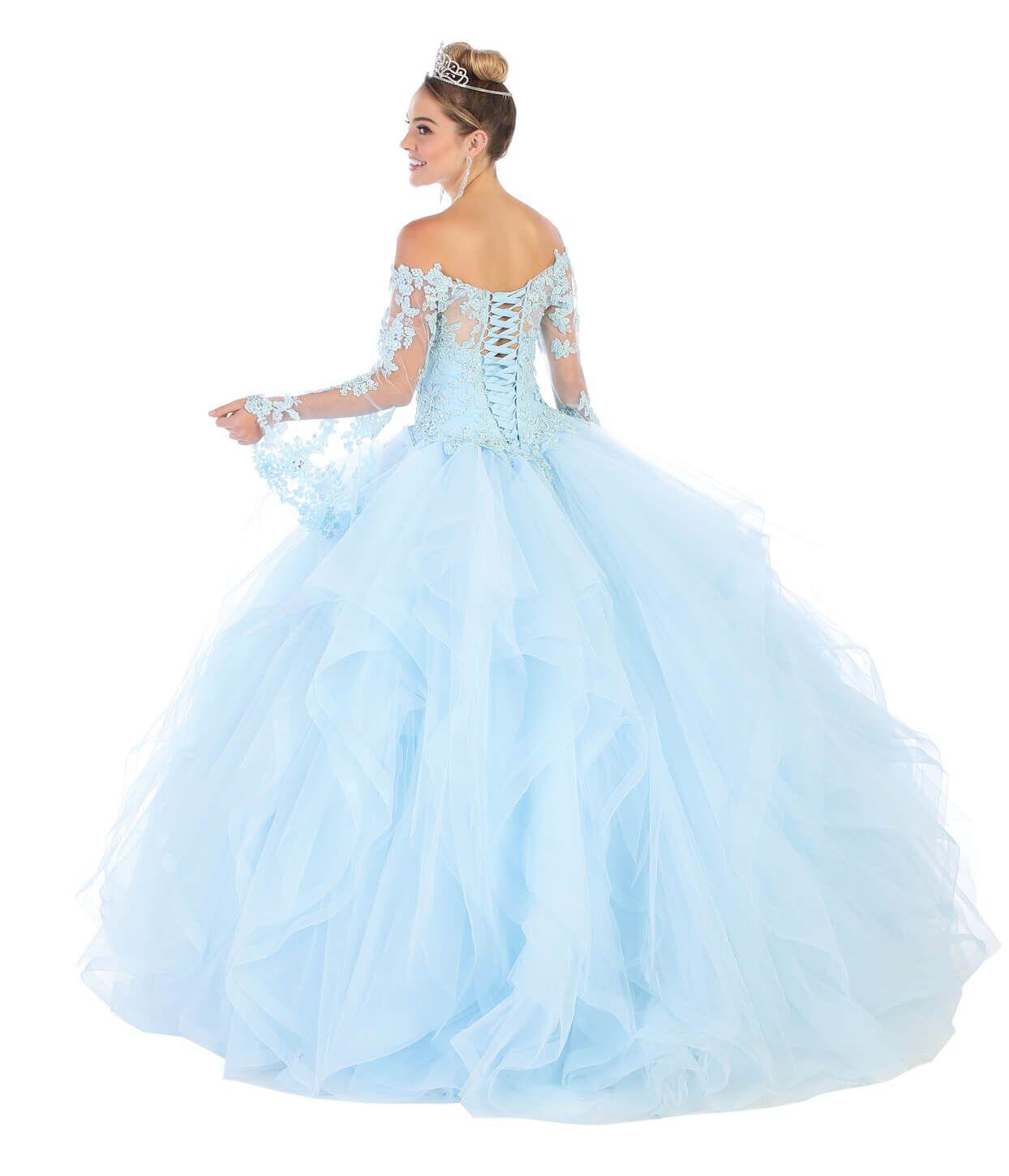 Long Off Shoulder Sweet 16 Quinceanera Ball Gown - The Dress Outlet May Queen