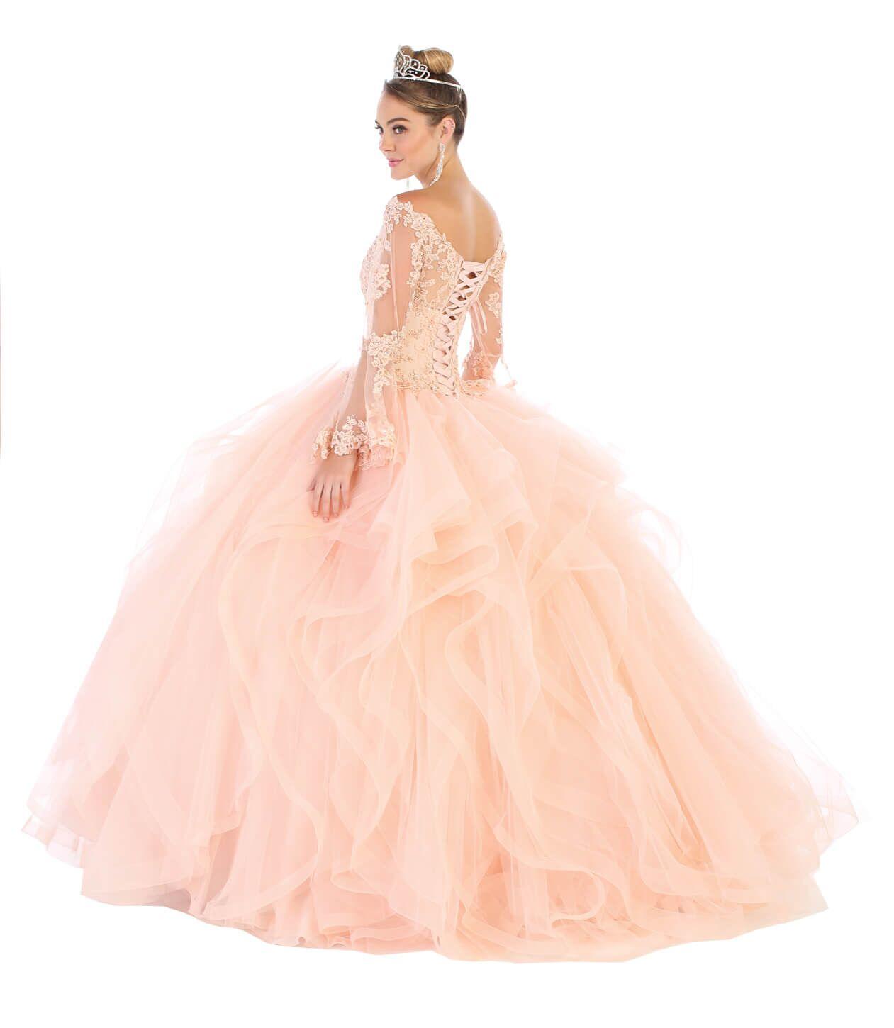 Long Off Shoulder Sweet 16 Quinceanera Ball Gown - The Dress Outlet May Queen