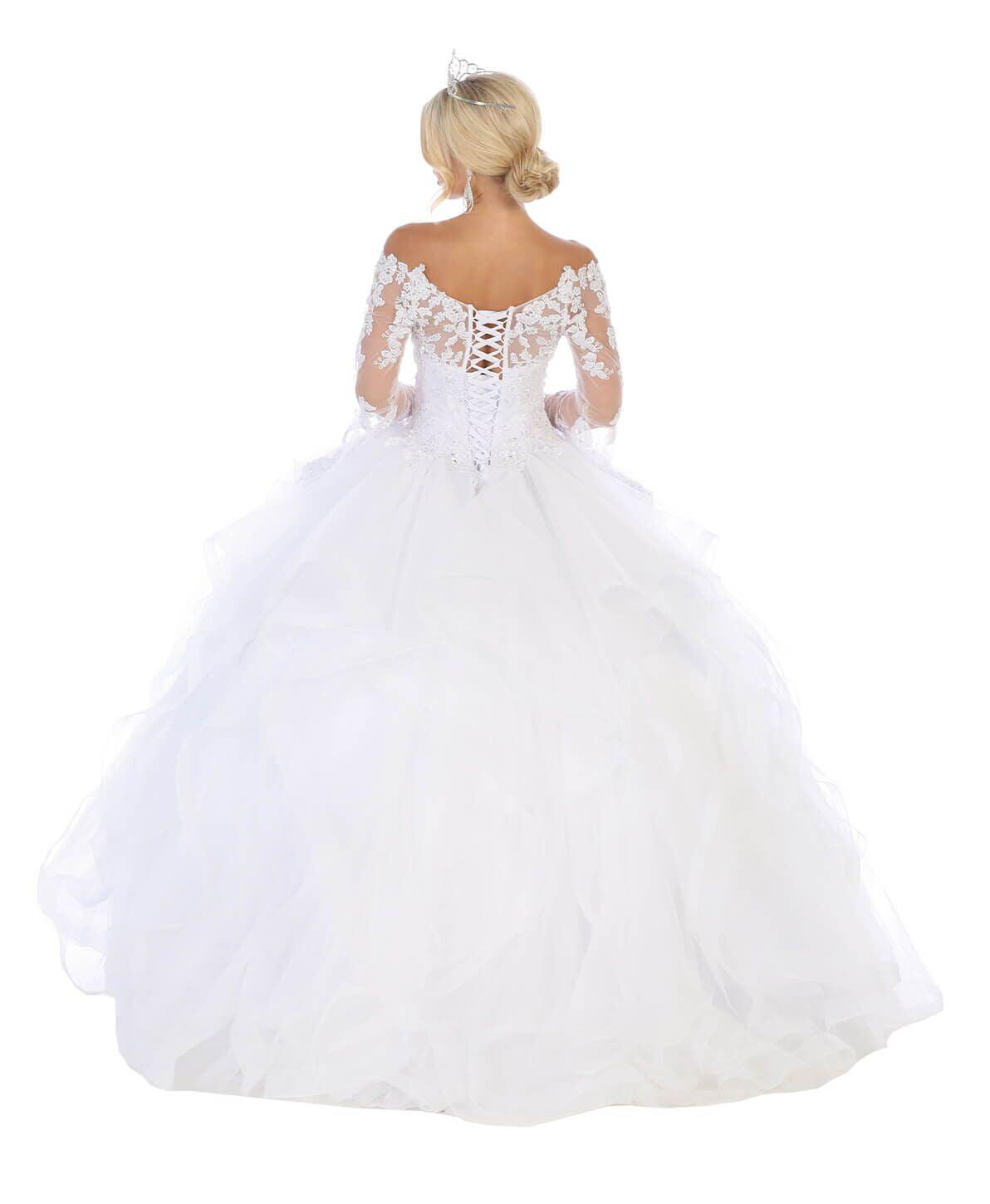 Long Off Shoulder Sweet 16 Quinceanera Ball Gown - The Dress Outlet May Queen