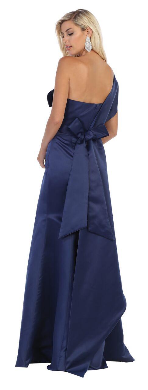 Long One Shoulder Satin Formal Prom Dress - The Dress Outlet May Queen