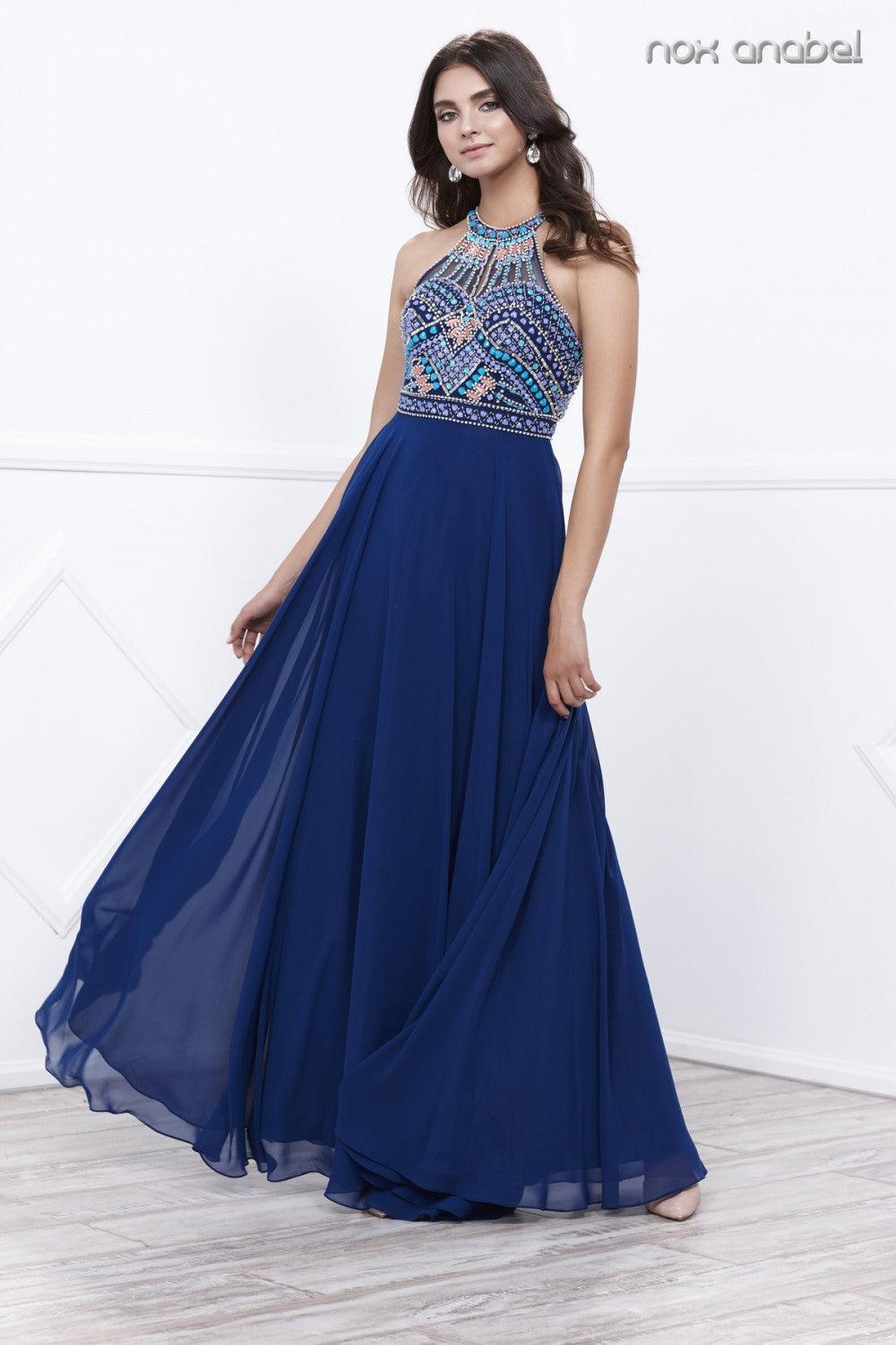 Long Open Back Prom Dress Evening Gown - The Dress Outlet Nox Anabel