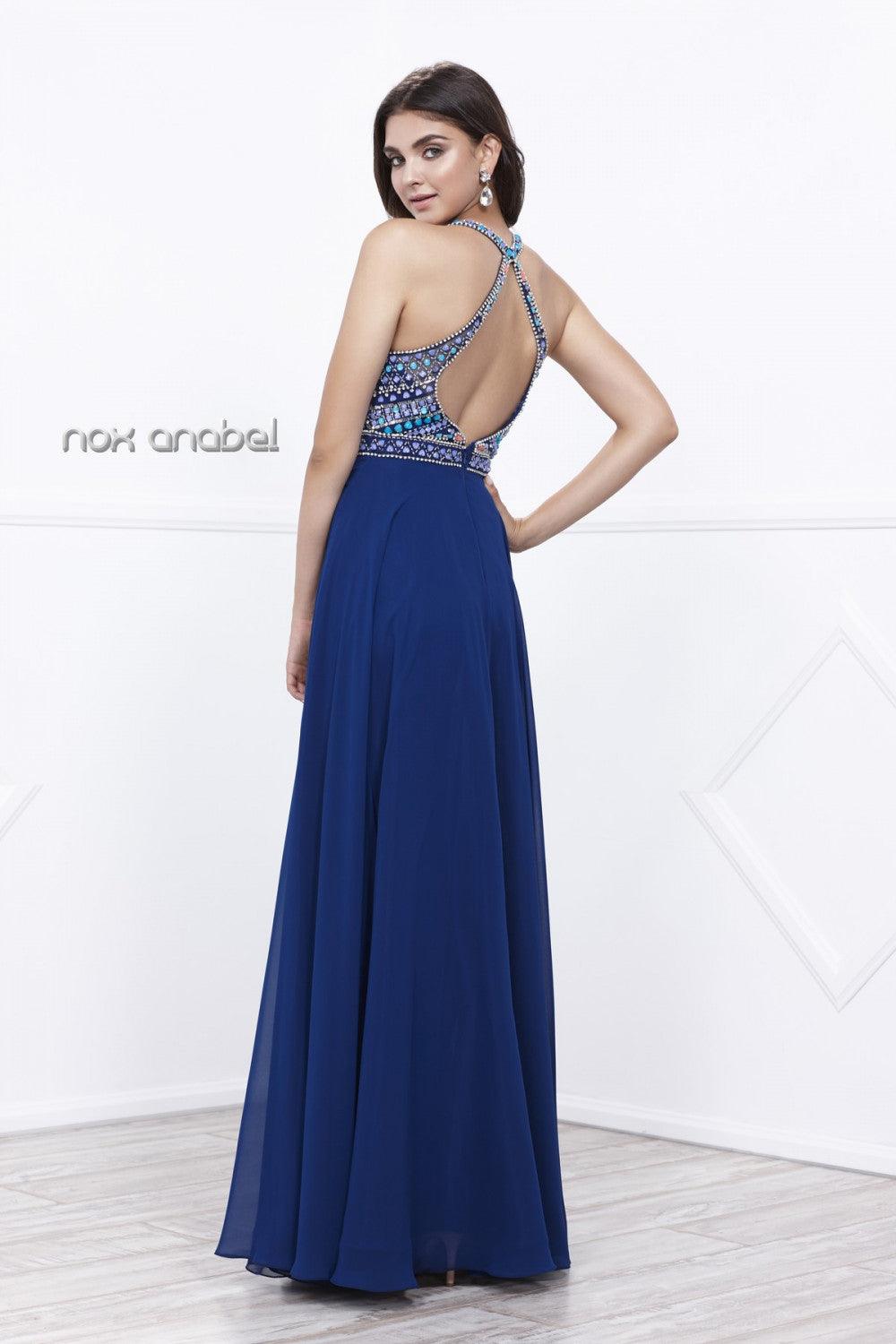 Long Open Back Prom Dress Evening Gown - The Dress Outlet Nox Anabel