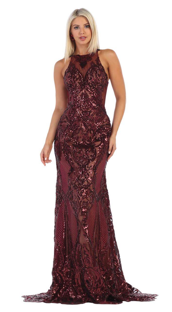 Long Open Back Prom Dress Formal Evening Gown - The Dress Outlet May Queen