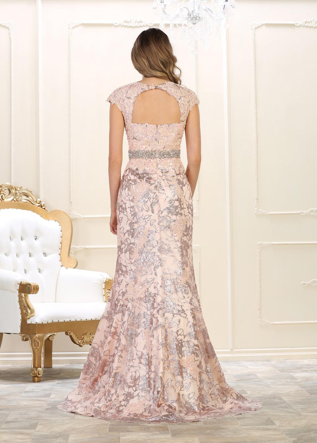 Long Plus Size Prom Dress Beaded Evening Gown - The Dress Outlet May Queen